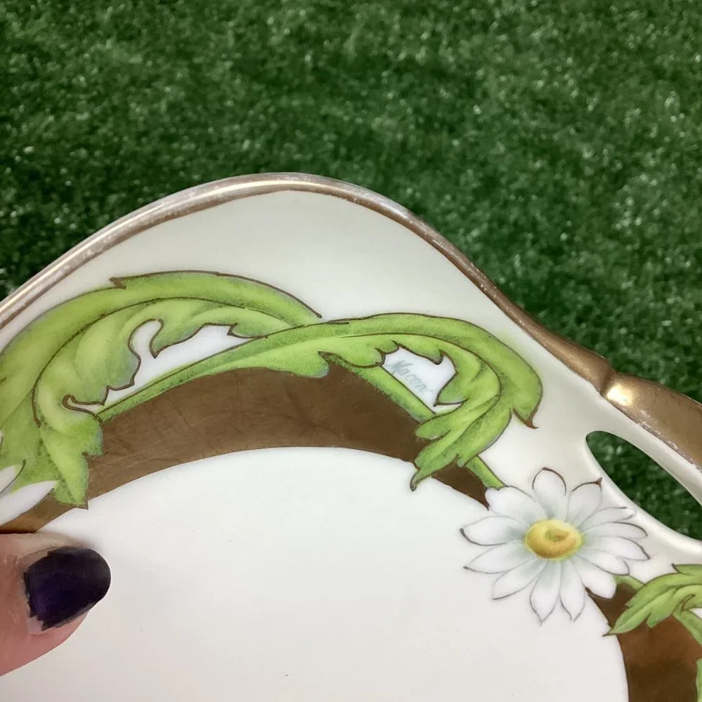 Antique Bavaria Porcelain Hand Painted Daisy Platter Small